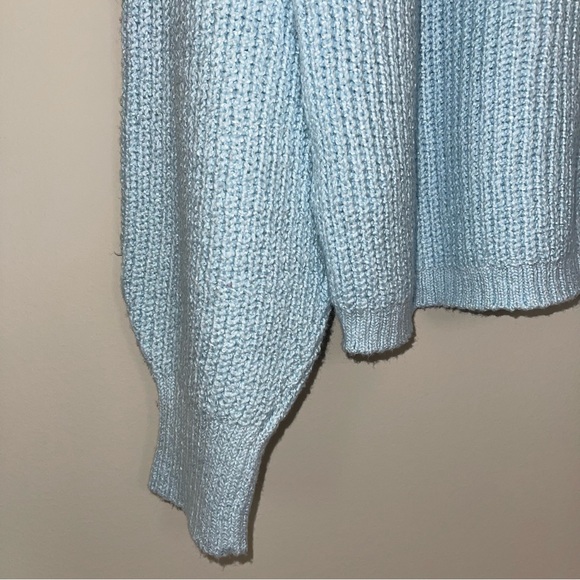 J Crew Cotton Blend Cable Mock Neck Sweater XL Blue Breeze NWT - Picture 9 of 9